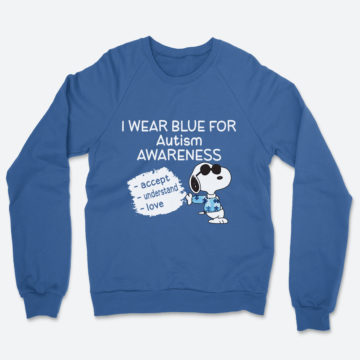 Snoopy I Wear Blue For Autism Awareness Accept Understand Love T-Shirt