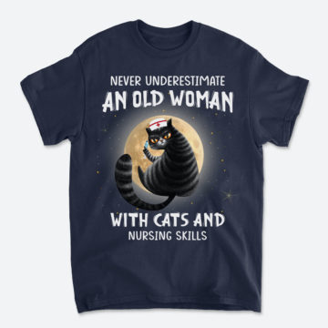 Black Cat Nursing Never Underestimate An Old Man With Cats And Nursing Skills Hoodies