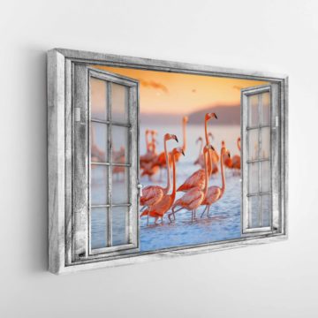 Flamingos Windows Canvas & Poster
