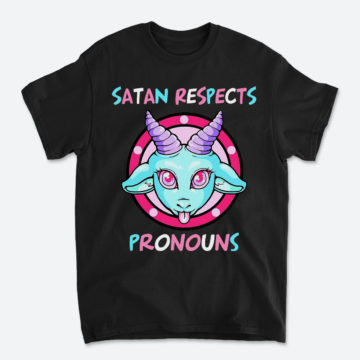 Satan Respects Pronouns Goat Satan T-Shirt